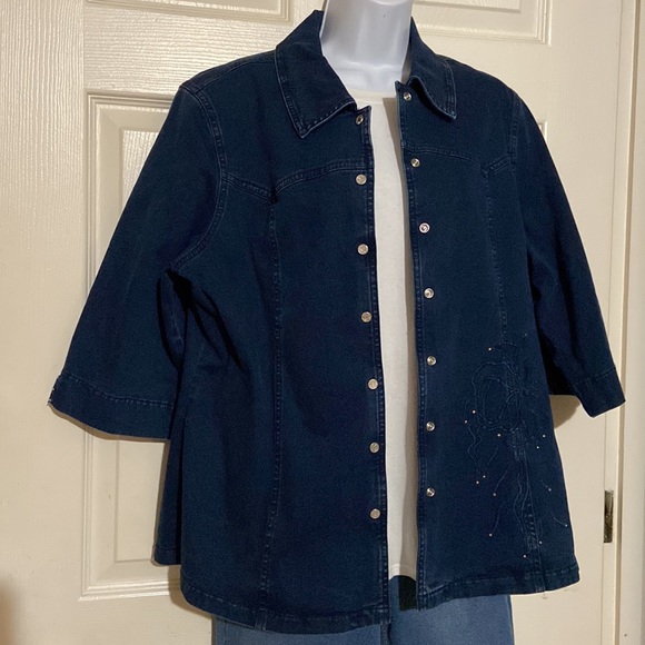 Lafei Nier Women’s Stretch Denim 3/4 Sleeve Shirt Size 14 - Picture 1 of 11